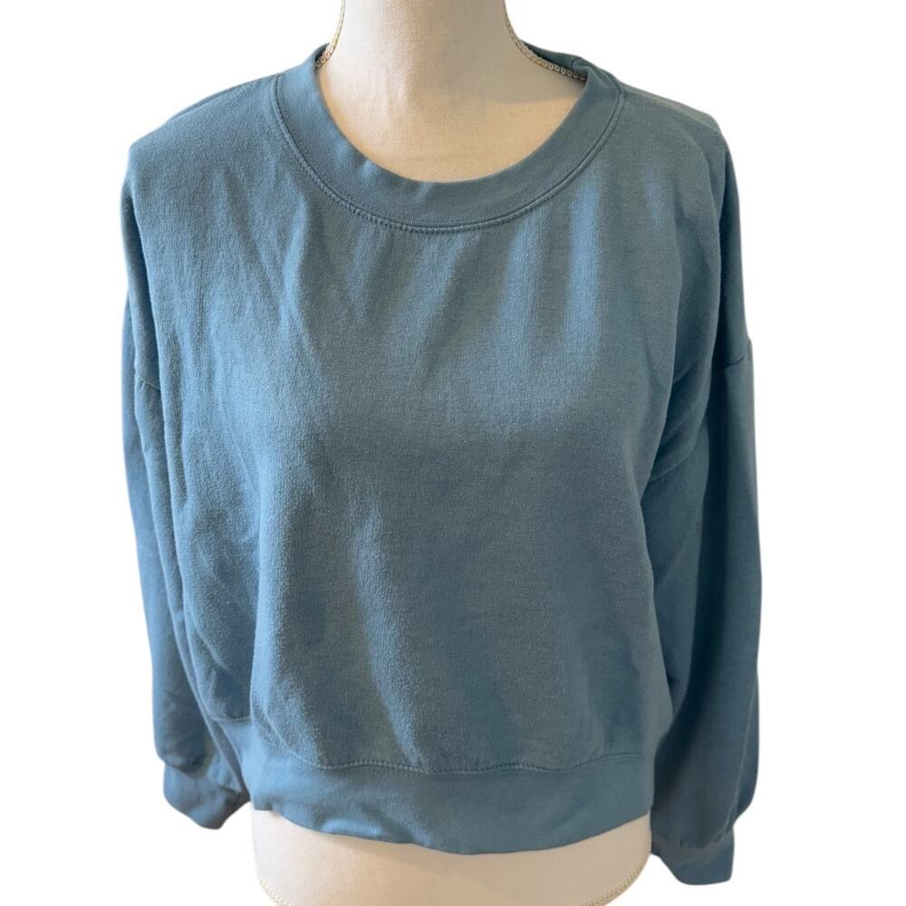 Zara Oversized Cropped Sweatshirt Blue L